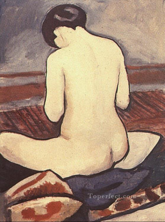 Sitting Nude with Cushions Sitzender Aktmit Kissen August Macke Oil Paintings